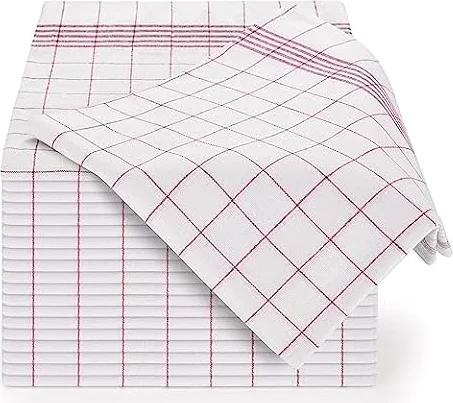 Blumtal 10er Set Premium Geschirrtücher - Hochwertige Geschirrhandtücher, 100% Baumwolle, rot kariert, 50x70cm