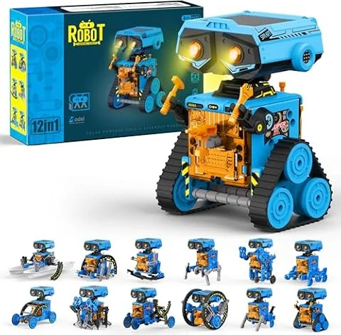 OMWay 12-in-1 Solar Roboter, Geschenk Spielzeug ab 8-12 Jahre Jungen, Blau | Solar oder Batterie, STEM DIY Experimente für Kinder Alter 8-12+, Geschenke für Weihnachten und Geburtstage, 228 Teile
