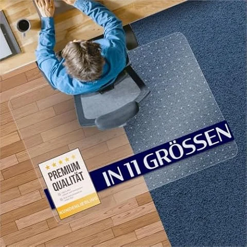 Bodenschutzmatte aus PET für Hartböden - transparent 90x120 cm | Schutzmatte - stabile Bürostuhlmatte - vielseitige Unterlage als Bodenschutz für Büro und Zuhause