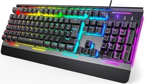 TECKNET Gaming Tastatur 105 Tasten Membrantastatur mit Vollmetall-Gehäuse