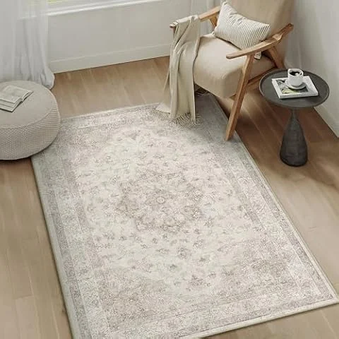 PureCozy Vintage Beige Teppich Wohnzimmer 80x150cm Waschbar