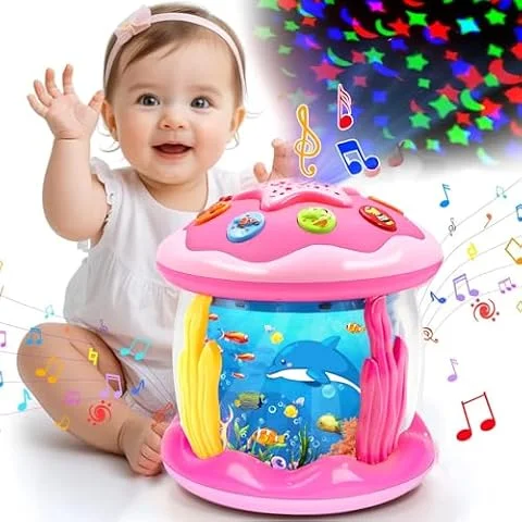 KALOISYHE Baby Spielzeug ab 1 Jahr Mädchen Babyspielzeug ab 6 12 18 Monate | Drehender Projektor mit Musik/Licht, Interaktives Baby Geschenk Kinderspielzeug ab 1 2 Jahr rühes Lernen für Kleinkind Junge
