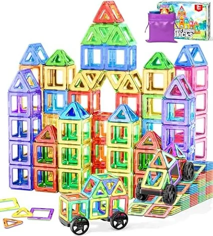 COOLJOYA Magnetische Bausteine, Magnetbausteine Spielzeug ab 2 3 4 5 Jahre | Magnetspiel STEM Montessori Spielzeug ab 2 3 4 5 Jahre, Magnete Kinder, Ostern Geschenk Jungen Mädchen 50 Teile