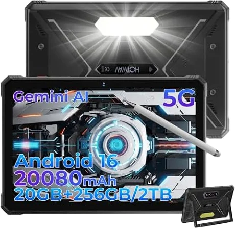 HOTWAV R9 Pro Max 5G Tablet Outdoor, Android 16 Baustellen Tablet mit Stift