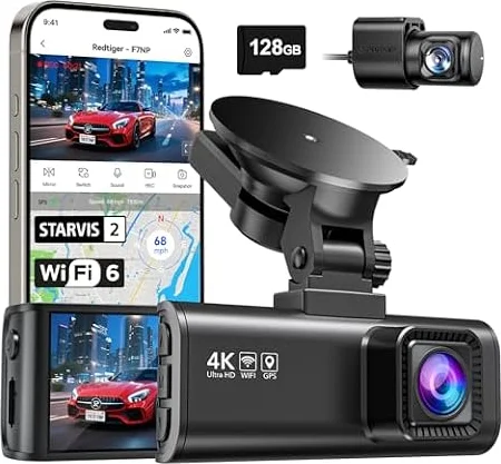 REDTIGER Dashcam Auto Vorne Hinten 4K/2,5K mit STARVIS 2, 5.8GHz WiFi20MB/s