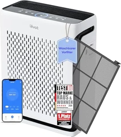 Levoit Luftreiniger Allergiker, waschbarer Vorfilter, bis zu 52㎡, Mondweiß | Tiermodus, Auto & Schlafmodus, HEPA und Aktivkohlefilter, CADR 243 m³/h, PM2,5 Sensor, mit App und Alexa, 23 dB