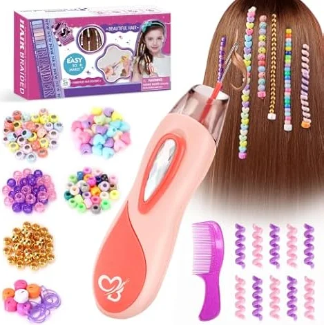Geschenk Mädchen 5 6 7 8 9 10 Jahre: Haarschmuck Mädchen DIY Haarperlen Set | Kreative Spielzeug Geburtstagsgeschenk für Kinder 5-12 Jahre, Haarperlen für Mädchen Hair Braiding Machine Haardekorations