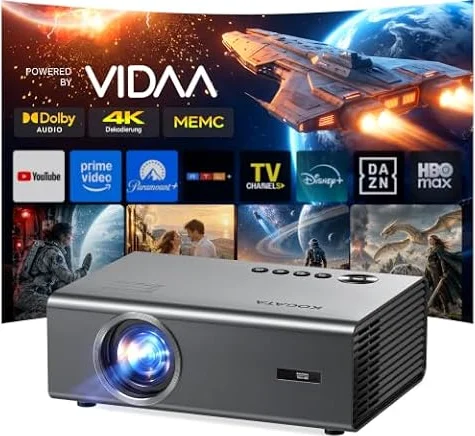 4K Beamer mit VIDAA Smart TV, kompatibel mit Netflix | 60W Dolby Audio & HDR10+ | KOGATA Tageslicht Heimkino Projektor mit Original AirPlay | Autofokus & MEMC | WiFi 6 & Bluetooth