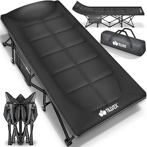 tillvex® Campingbett klappbar mit Tragetasche bis 200 kg Indoor & Outdoor