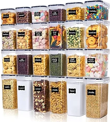 Vtopmart Set of 24 Vorratsdosen mit Deckel Luftdicht 33.6 L | Storage Jars with Lids Vorratsbehälter, Küchen Aufbewahrungsboxen für Mehl, Zucker, Körner, Mit Schreibstift und Etikett