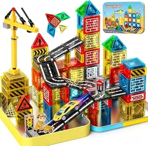 iKidiki Mini Magnetische Bausteine Reiseset, Geschenk Junge 3 4 5 6 7 8 Jahre Reisespiele Kinder Spielzeug ab 3-8 Jahre Jungen Beschäftigung Für Kinder Im Flugzeug Geburtstagsgeschenk für Mädchen